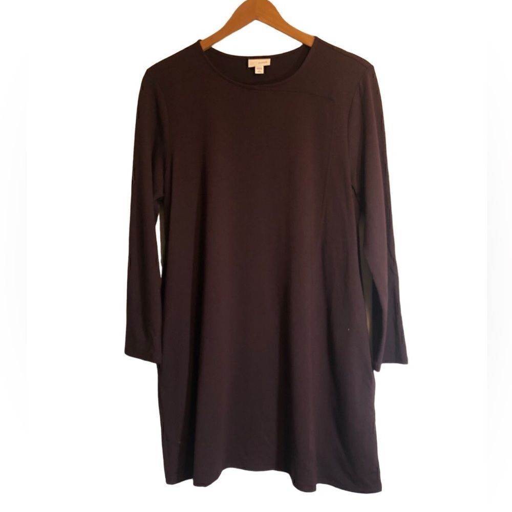 Pure Jill by J Jill Brown Tunic Top Dress with Pockets. Size Large Petite.